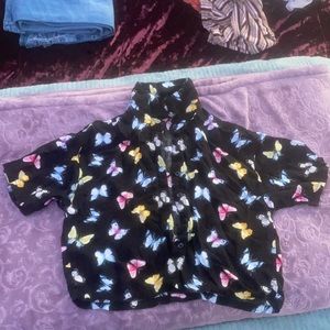 Button down butterfly crop top